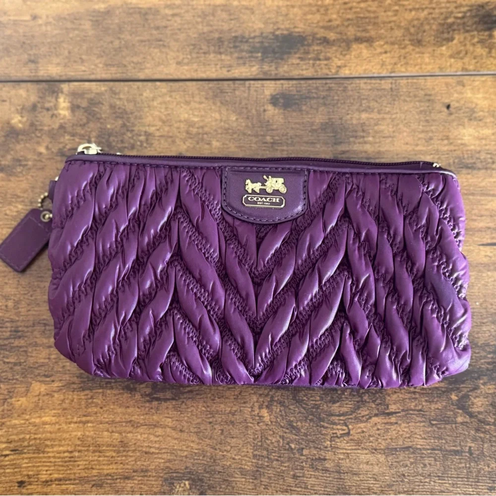 Coach Purple Quilted Wristlet - Picture 1 of 3